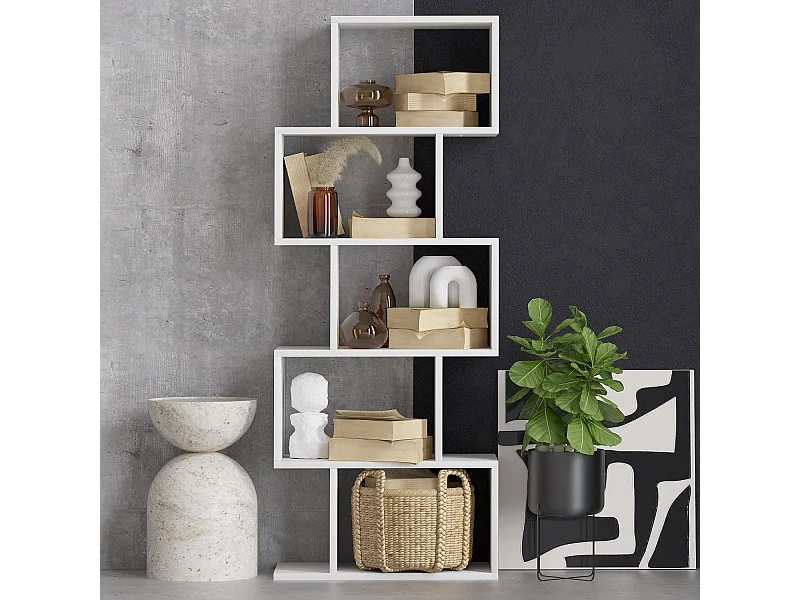 Bibliothèque en bois "Meric" 60 x 30 x 150 cm - Blanc