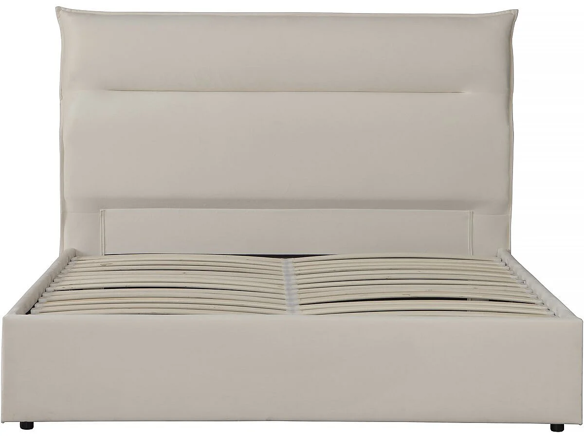 Elegante Cama de Armazenamento em Veludo "Isola" - 160 x 200 cm - Bege