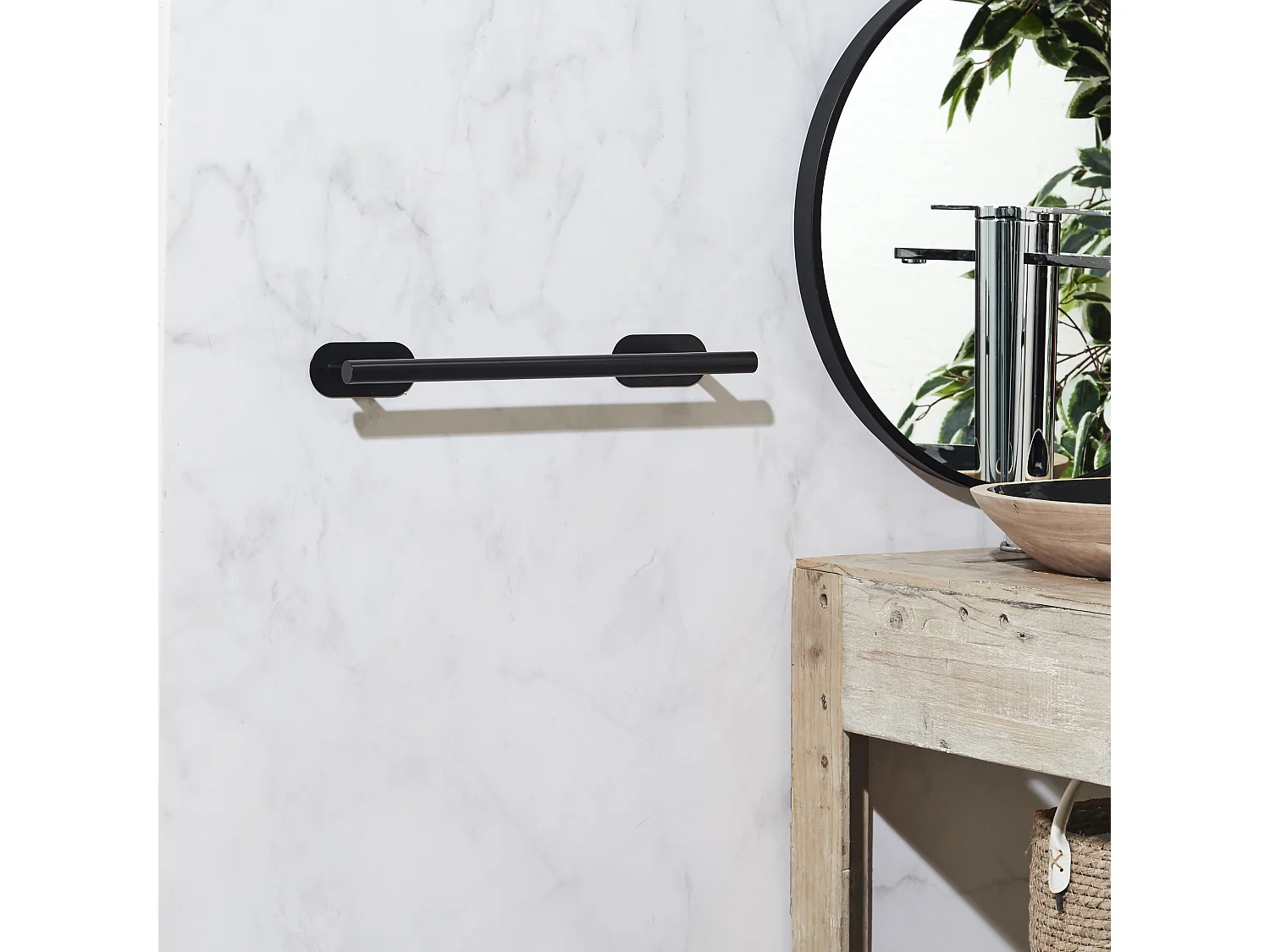 Patère Métal Noire 40 cm, Suspension Murale Robuste, Design Élégant et Compact