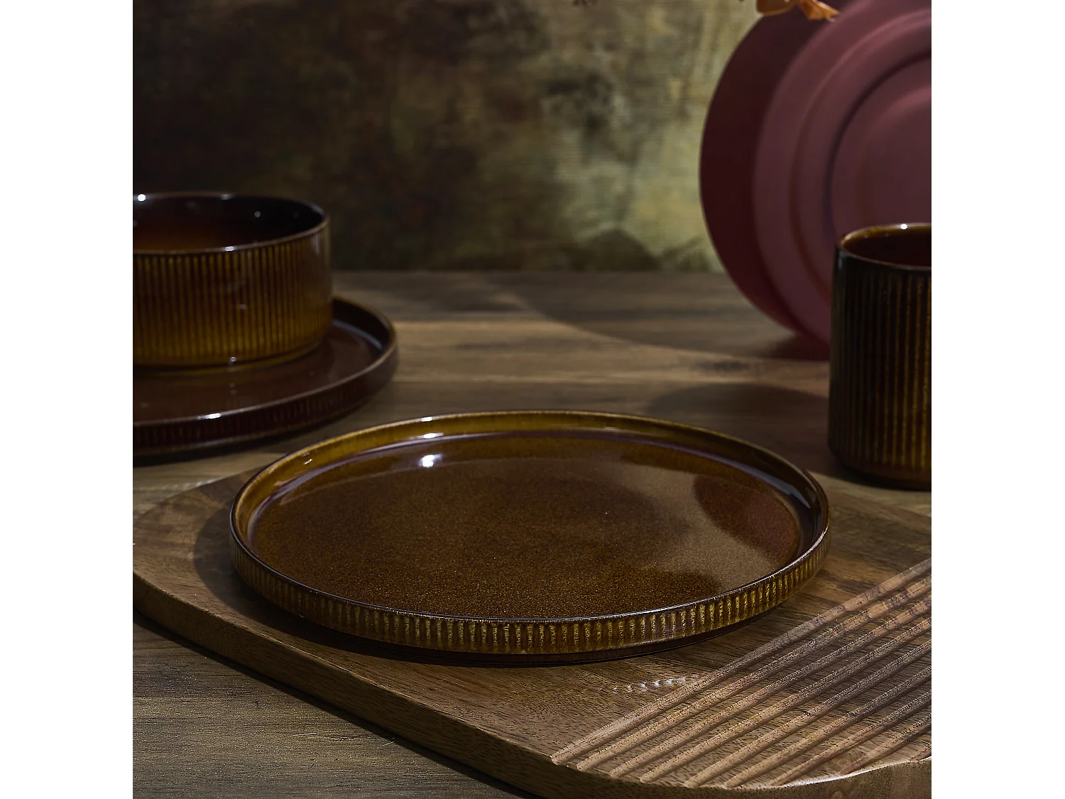 Lot de 6 Assiettes - HOME DECO FACTORY - Élégantes - Marron
