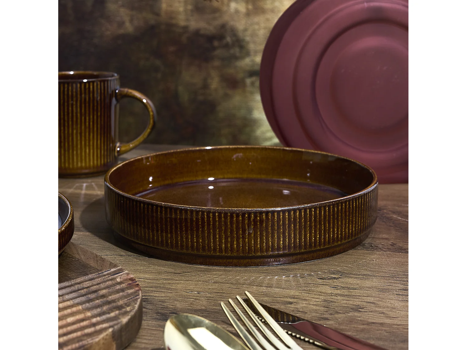 Lot de 6 Assiettes Creuses - HOME DECO FACTORY - Marron - Pratiques et Esthétiques
