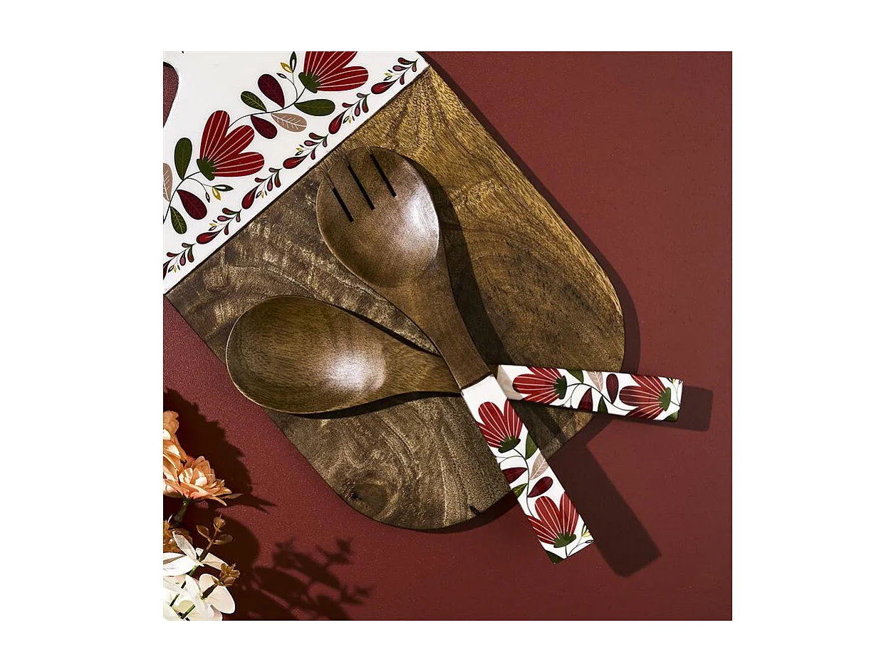 Couverts à salade - HOME DECO FACTORY - Selena - Manguier - Élégants - Marron