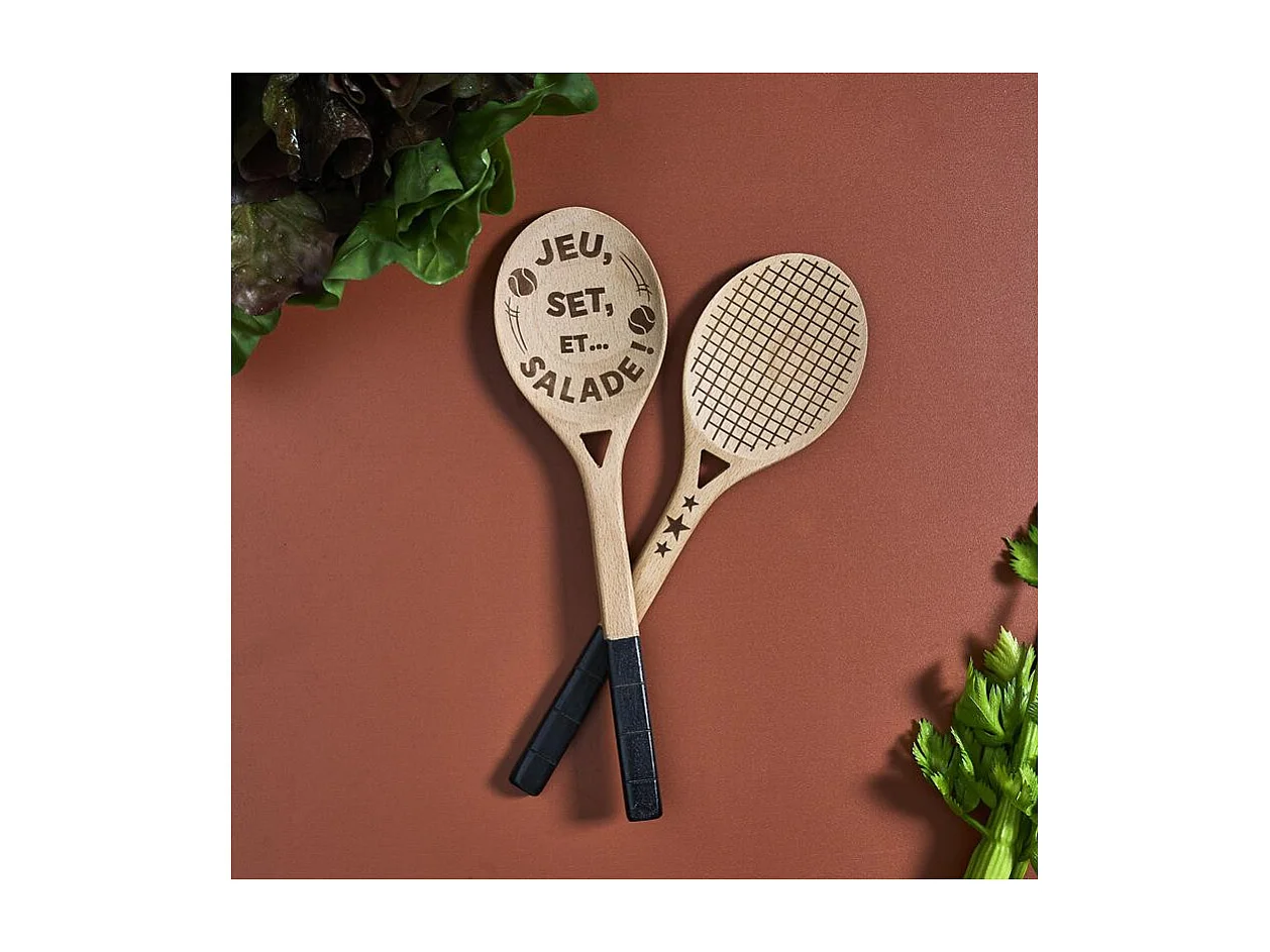 Set de Couverts à Salade - COOK CONCEPT - Ustensiles en Bois de Hêtre - Beige