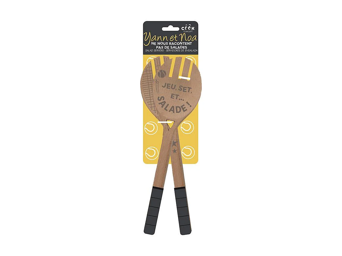 Set de Couverts à Salade - COOK CONCEPT - Ustensiles en Bois de Hêtre - Beige