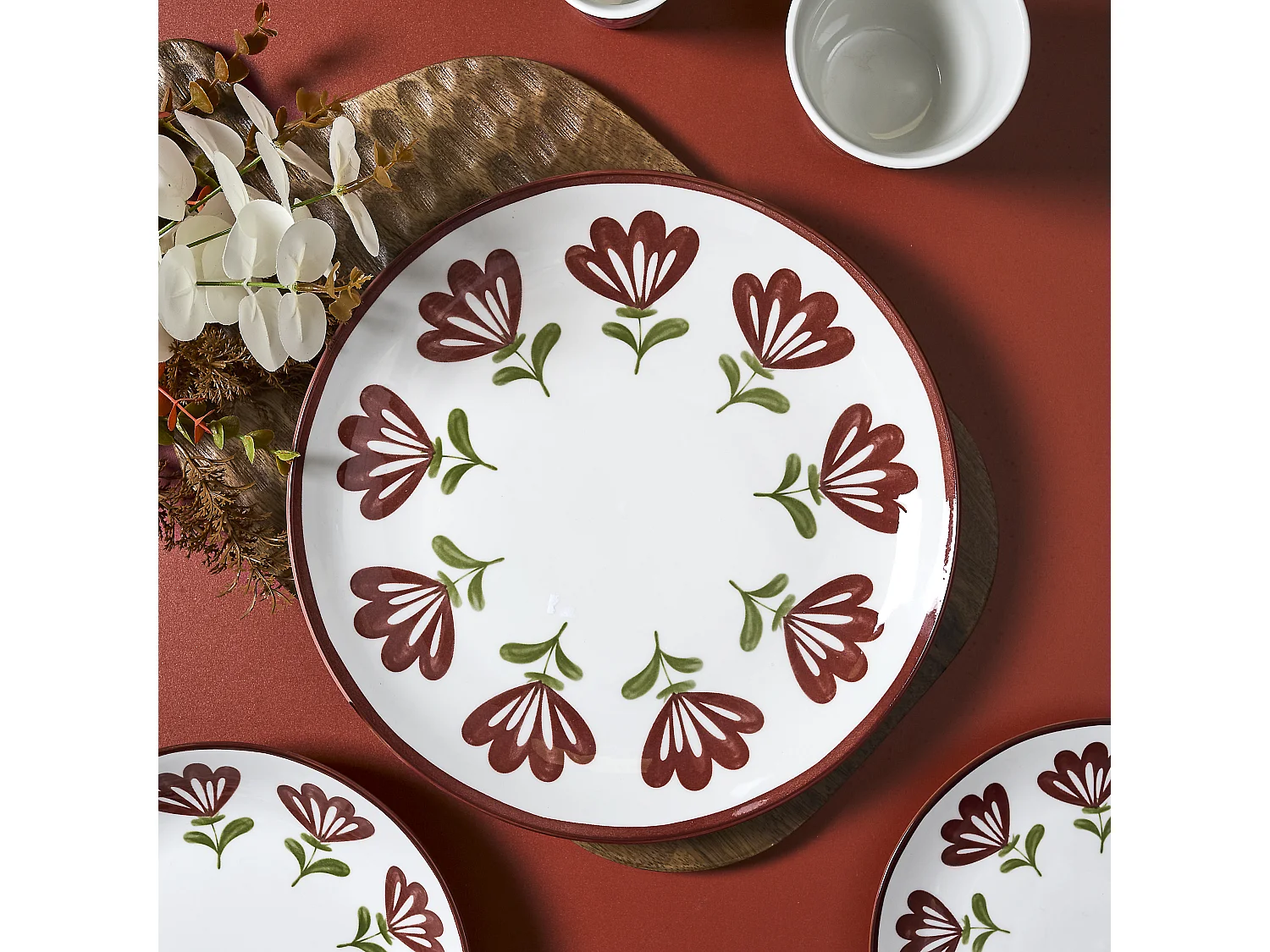 Lot de 6 Assiettes - HOME DECO FACTORY - Edith - Florales - Multicolores