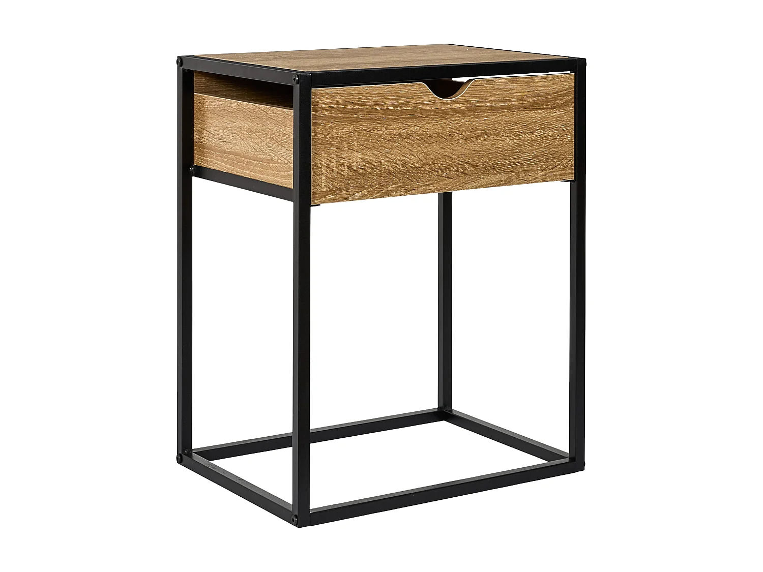 Table de Chevet - HOME DECO FACTORY - Loka - Industriel - Noir et Marron