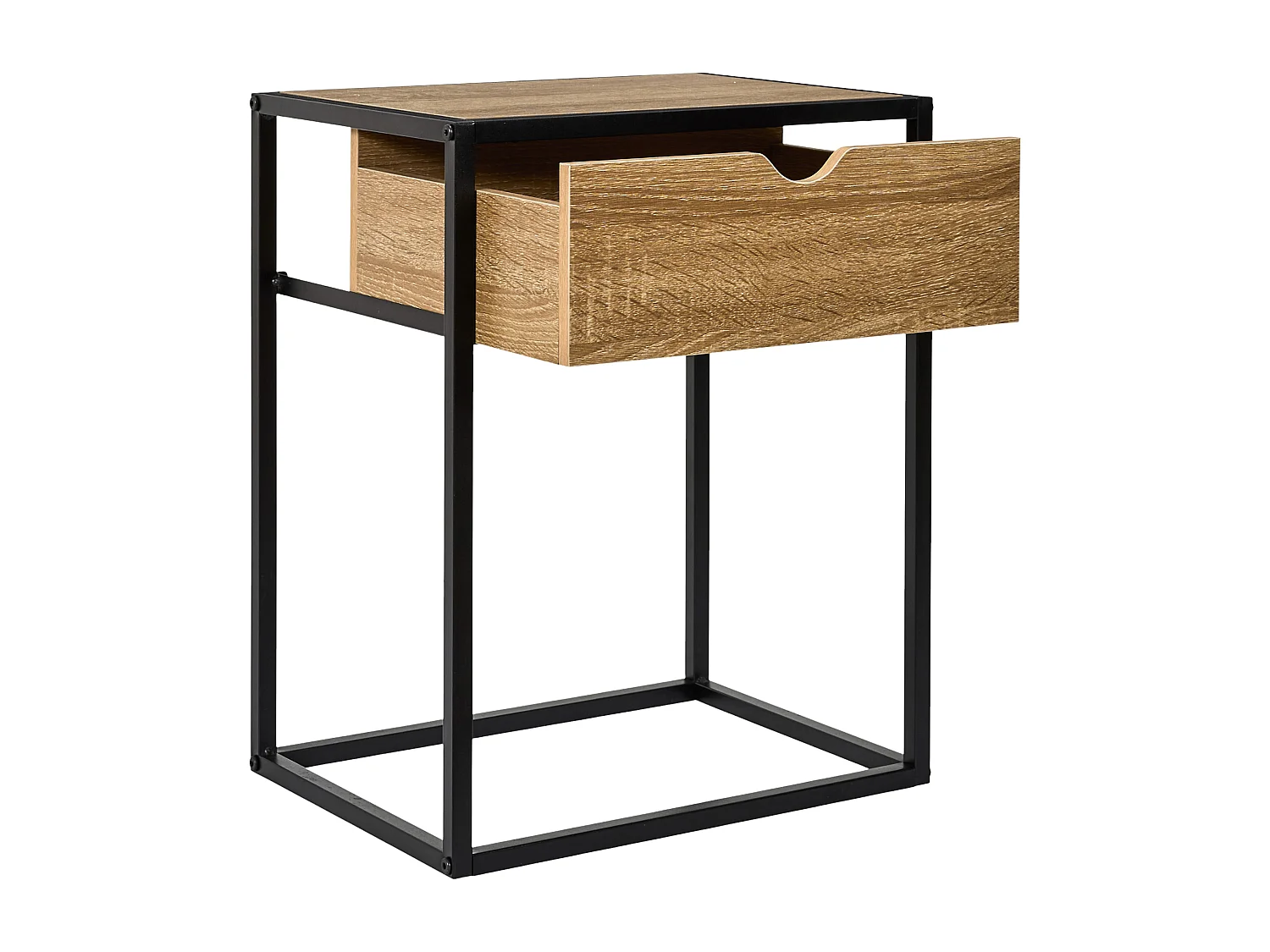 Table de Chevet - HOME DECO FACTORY - Loka - Industriel - Noir et Marron