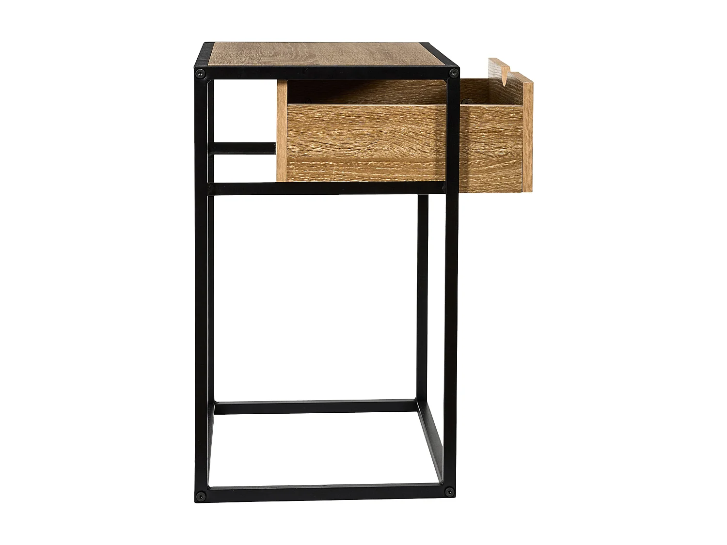 Table de Chevet - HOME DECO FACTORY - Loka - Industriel - Noir et Marron