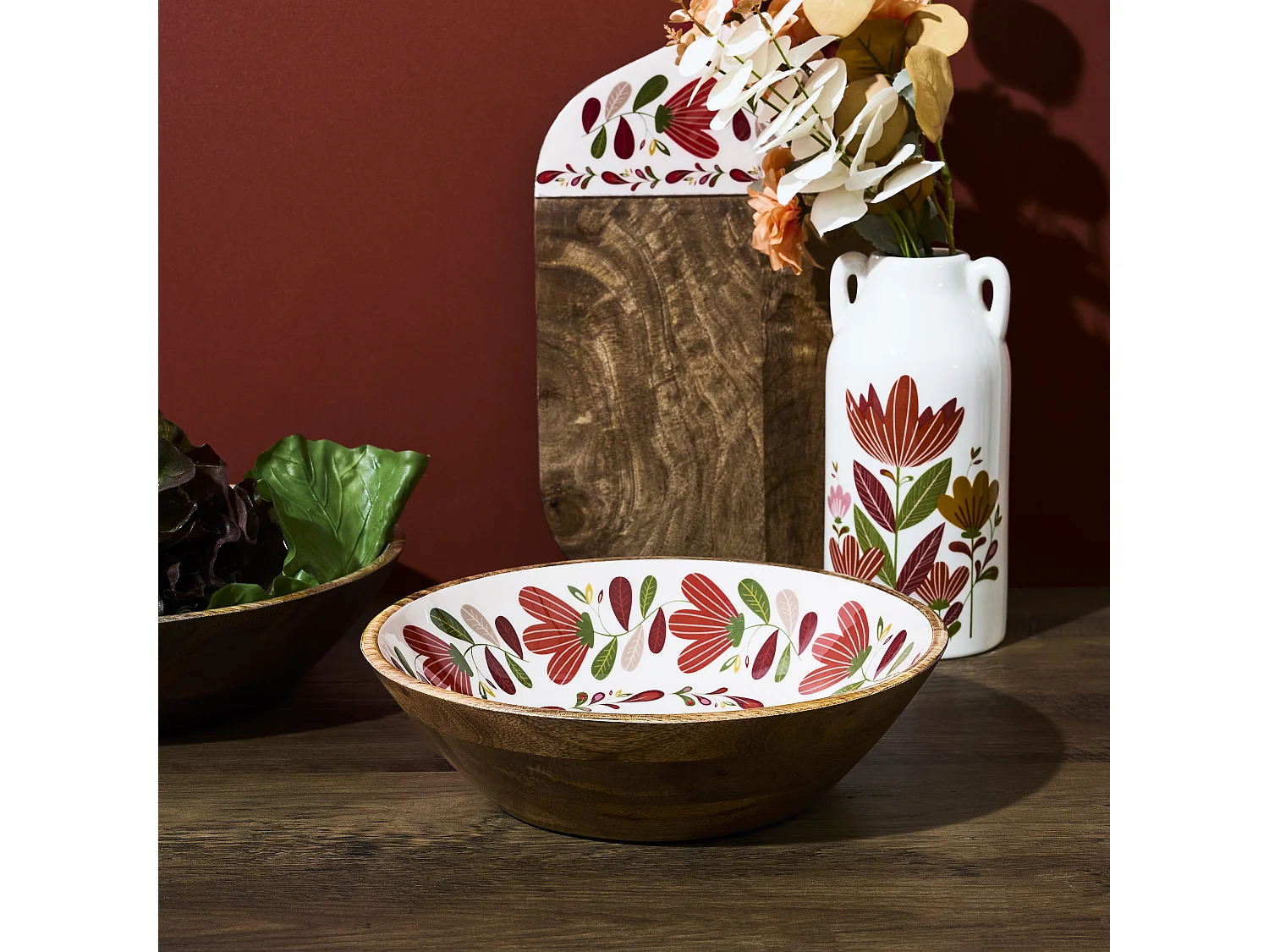 Saladier - HOME DECO FACTORY - Selena - Bois de Manguier - Multicolore - 27,5 cm