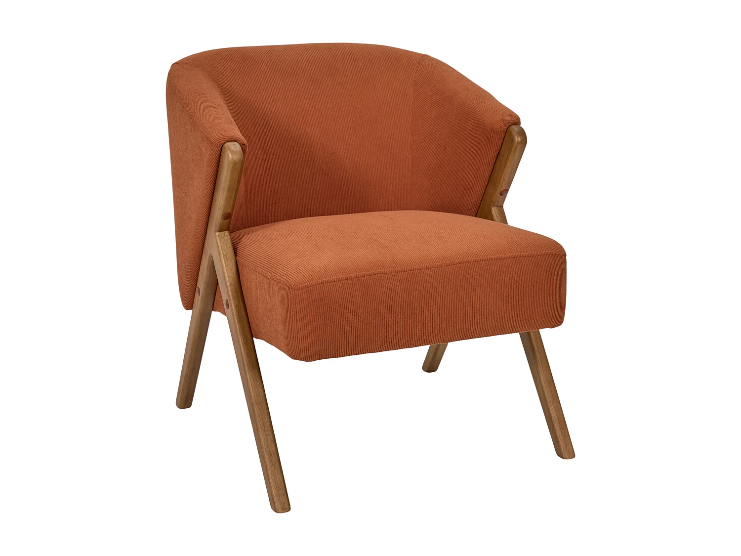 Fauteuil - HOME DECO FACTORY - Jules - Côtelé - Confortable - Terracotta