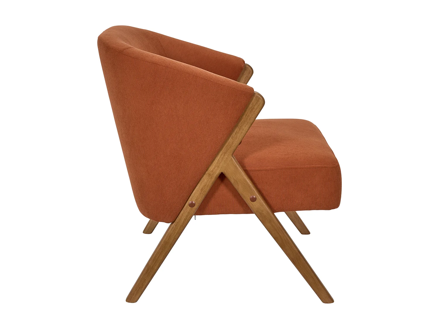 Fauteuil - HOME DECO FACTORY - Jules - Côtelé - Confortable - Terracotta