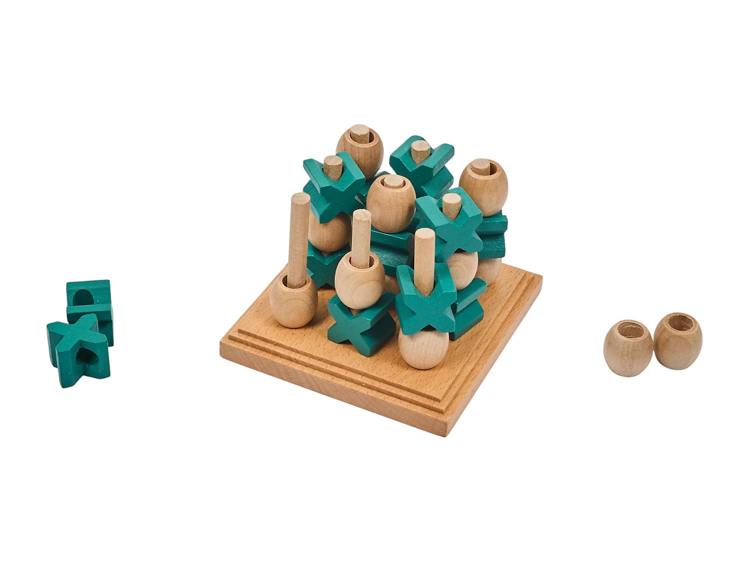 Jeu - MISTER GADGET - Tic Tac Toe 3D en Bois - Design - Vert