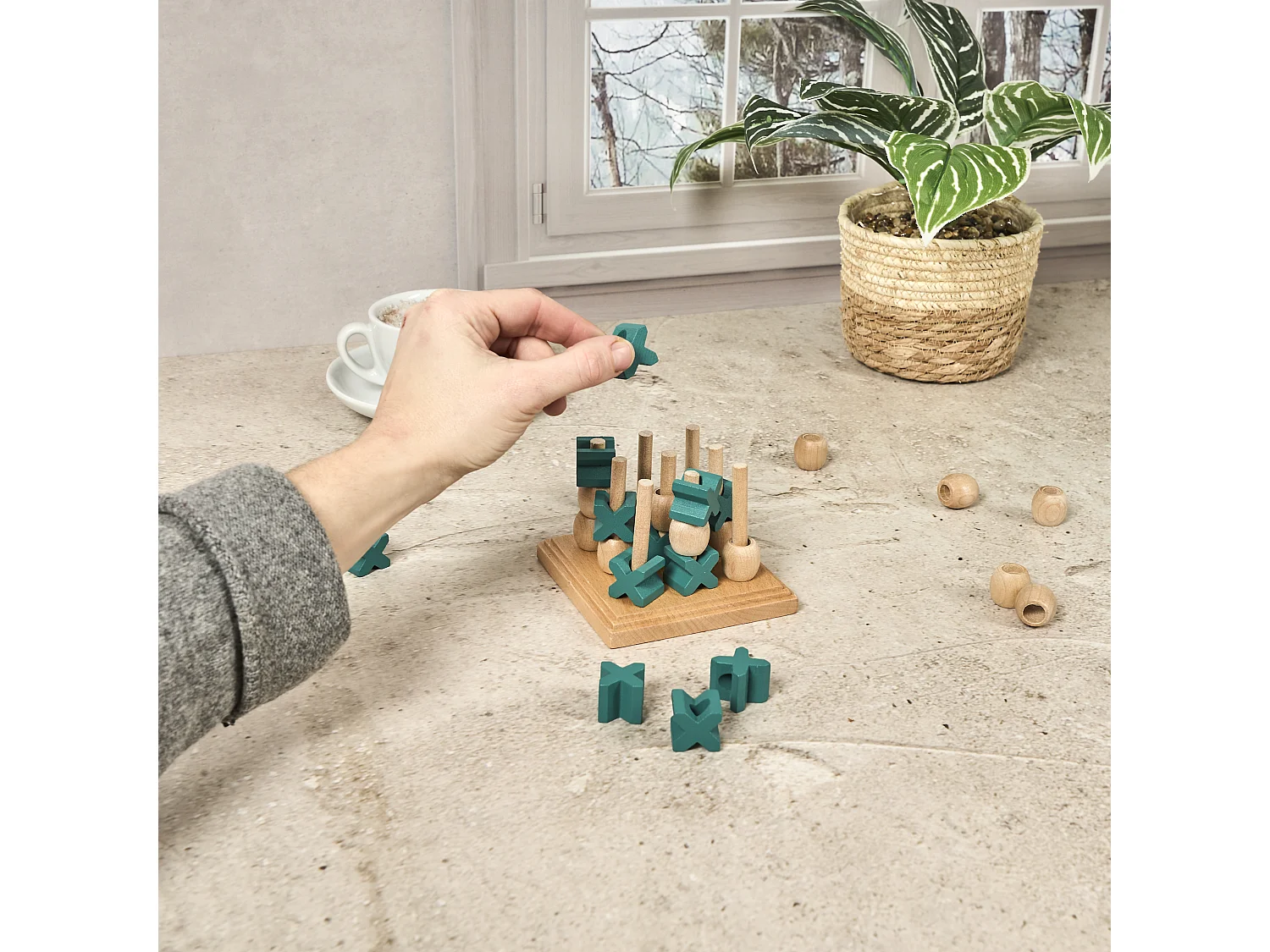 Jeu - MISTER GADGET - Tic Tac Toe 3D en Bois - Design - Vert