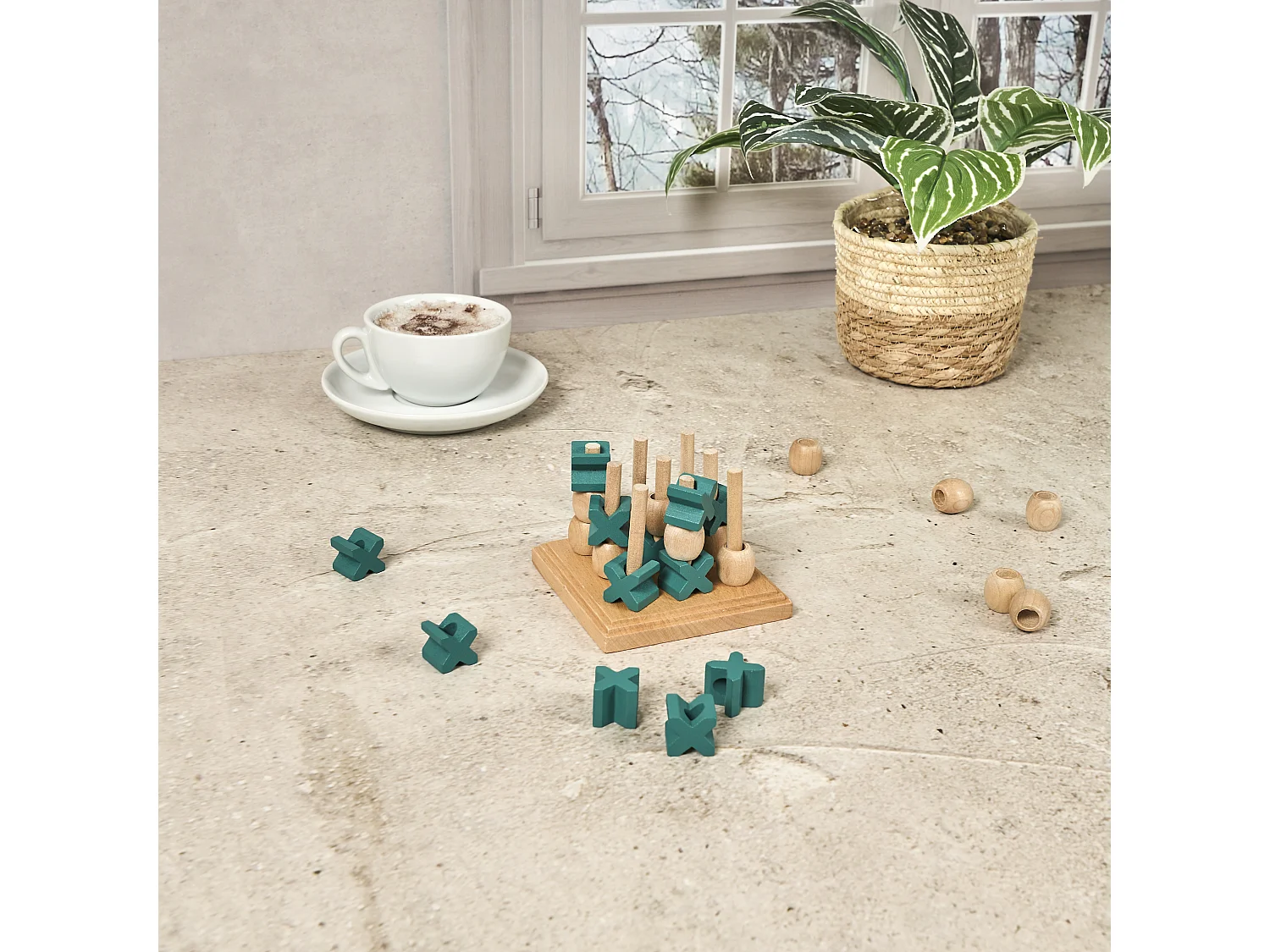 Jeu - MISTER GADGET - Tic Tac Toe 3D en Bois - Design - Vert