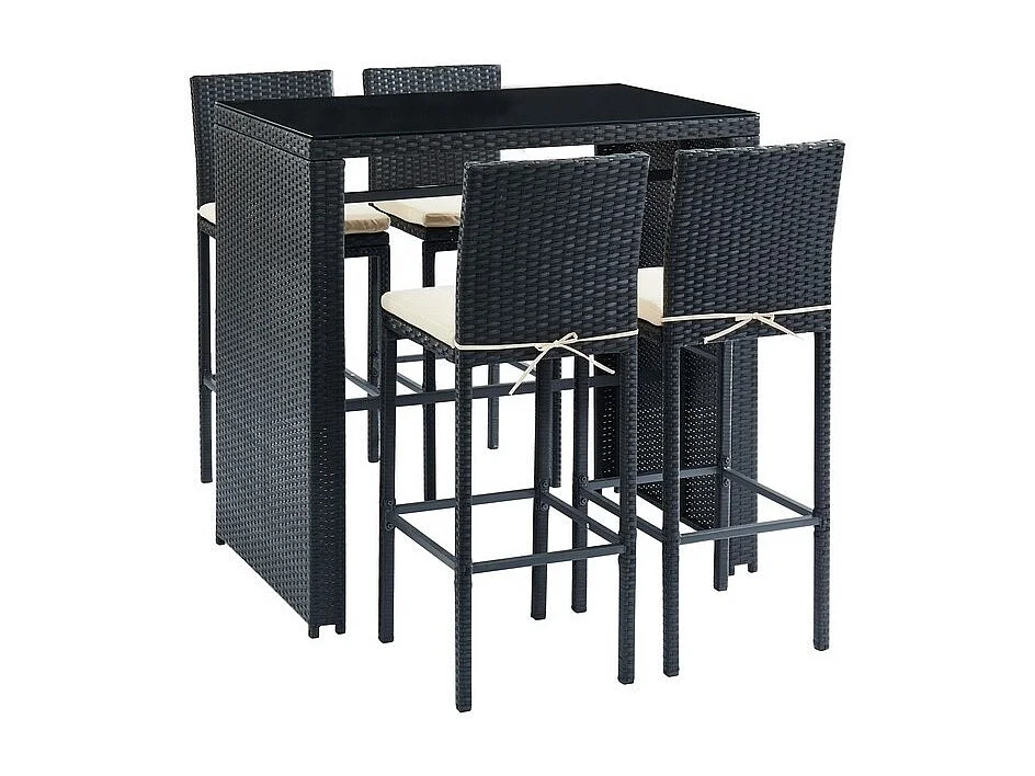 Ensemble repas bar KEA En Résine Tressée noire 4 Places