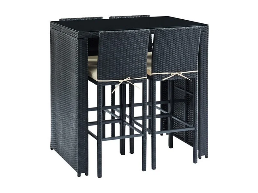 Ensemble repas bar KEA En Résine Tressée noire 4 Places