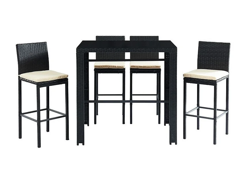 Ensemble repas bar KEA En Résine Tressée noire 4 Places