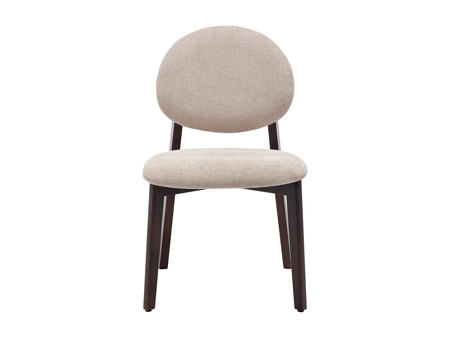 Lot de 2 chaises en tissu texturé et bois d’hévéa naturel foncé - Beige - MARLENI
