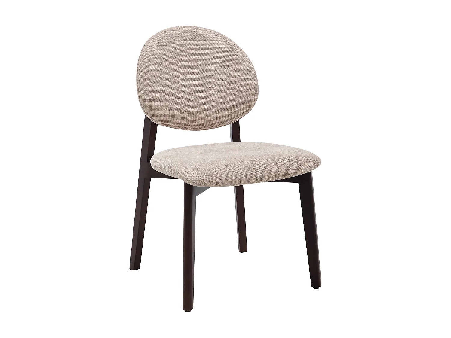 Lot de 2 chaises en tissu texturé et bois d’hévéa naturel foncé - Beige - MARLENI