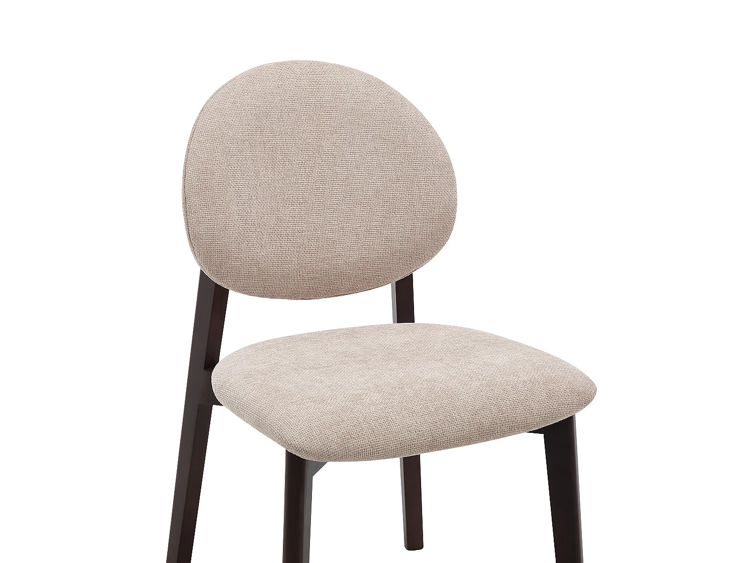Lot de 2 chaises en tissu texturé et bois d’hévéa naturel foncé - Beige - MARLENI