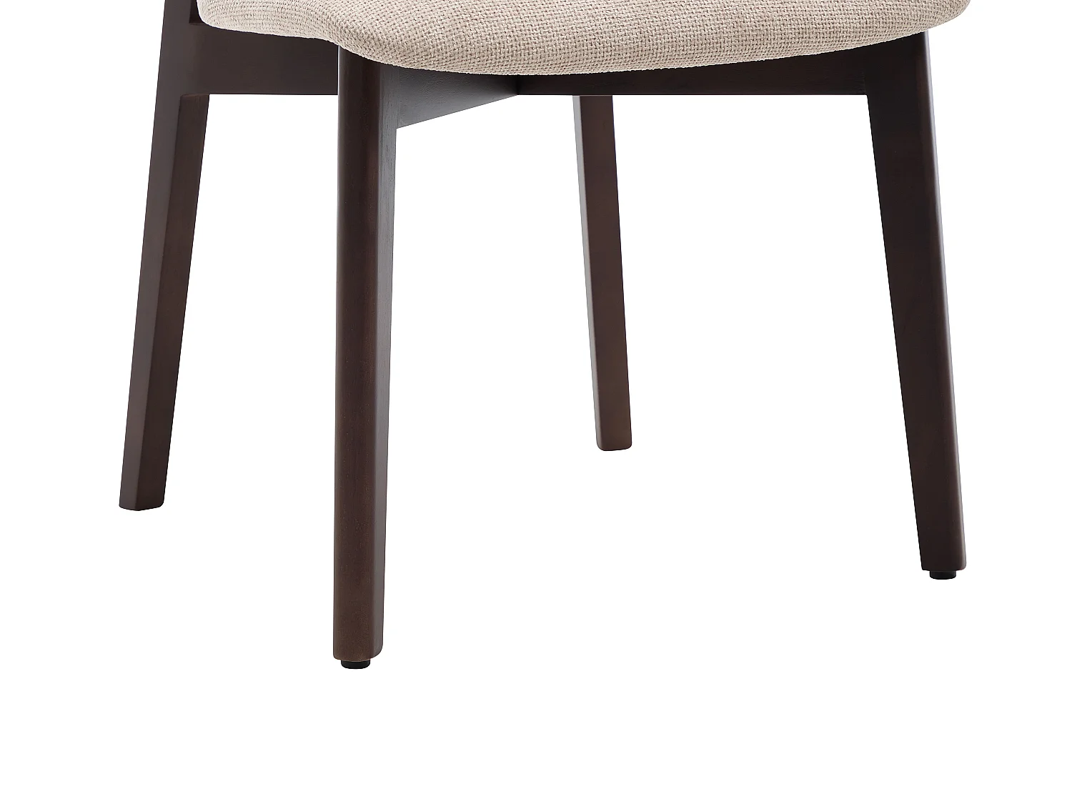 Lot de 2 chaises en tissu texturé et bois d’hévéa naturel foncé - Beige - MARLENI