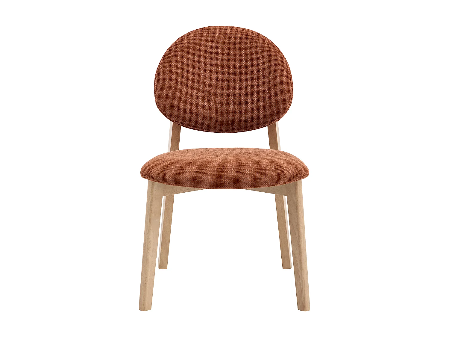 Lot de 2 chaises en tissu texturé et bois d’hévéa naturel clair - Terracotta - MARLENI