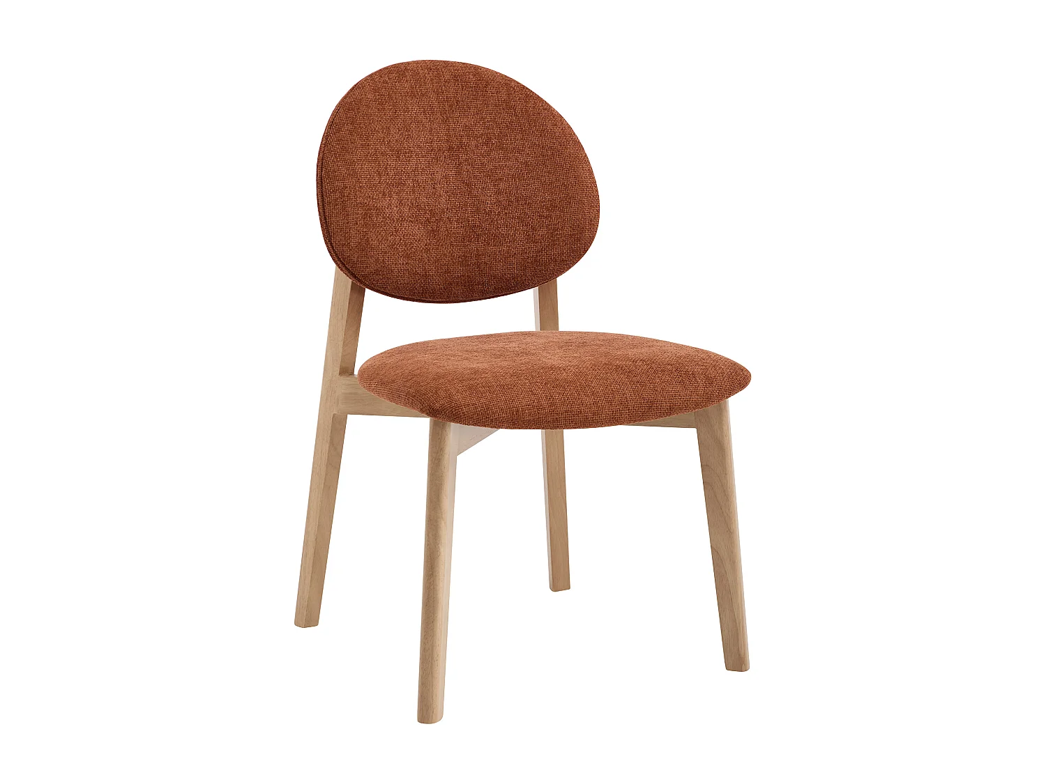 Lot de 2 chaises en tissu texturé et bois d’hévéa naturel clair - Terracotta - MARLENI
