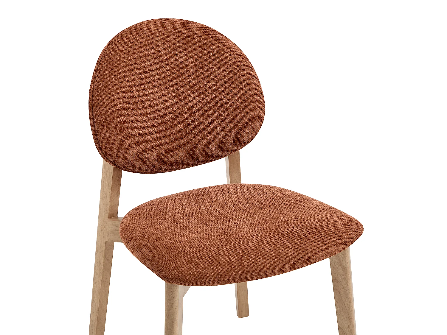 Lot de 2 chaises en tissu texturé et bois d’hévéa naturel clair - Terracotta - MARLENI