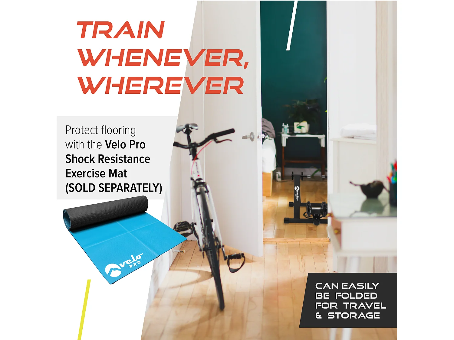 Black Velo Pro Fluid Turbo Trainer with Mat