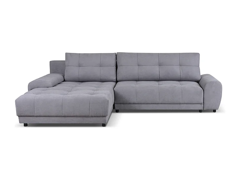 Ecksofa NAMPA 281x189 cm links mit Schlaffunktion, bezogen mit grauem Stoff SORO 93