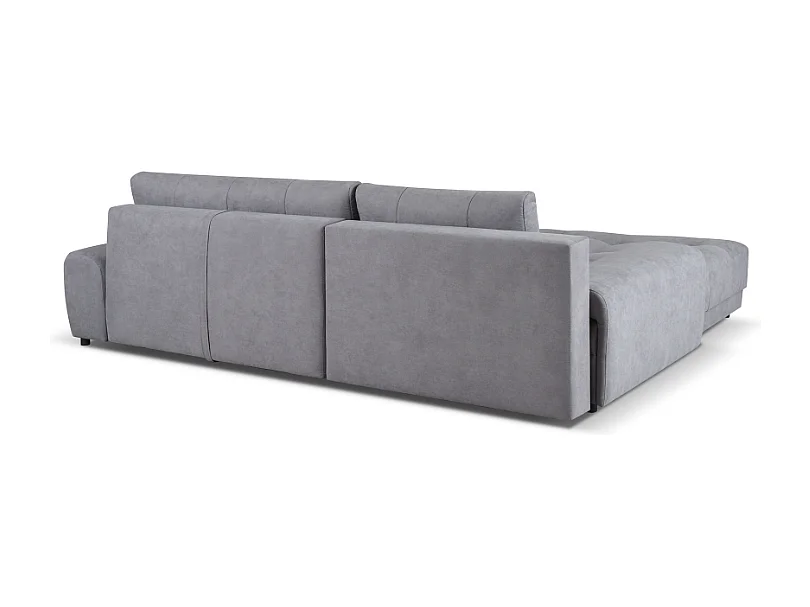 Ecksofa NAMPA 281x189 cm links mit Schlaffunktion, bezogen mit grauem Stoff SORO 93
