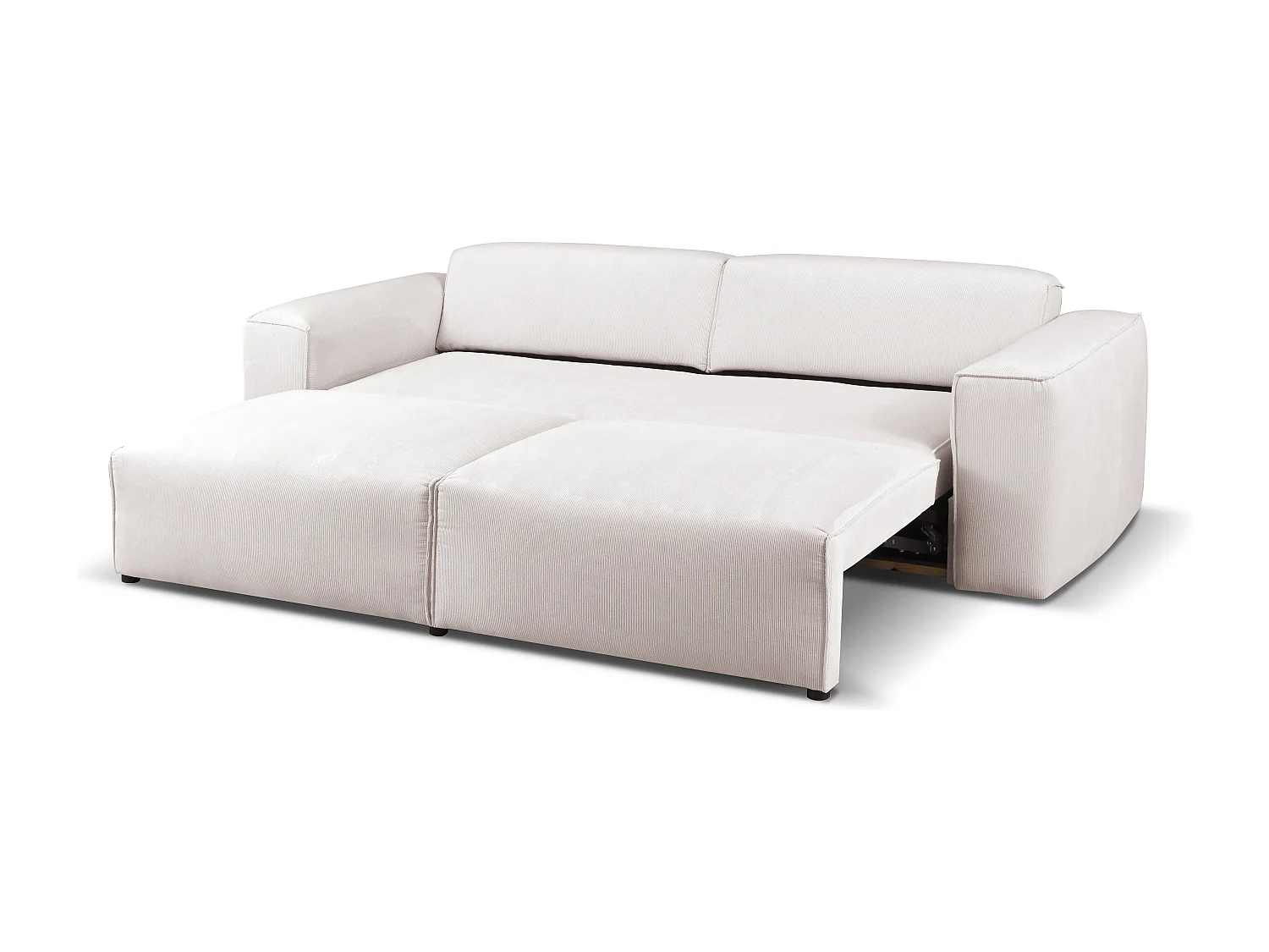 HUNZA – 3-Sitzer-Sofa mit Schlaffunktion 152x202 cm, Stoff Fjord 23 Weiß