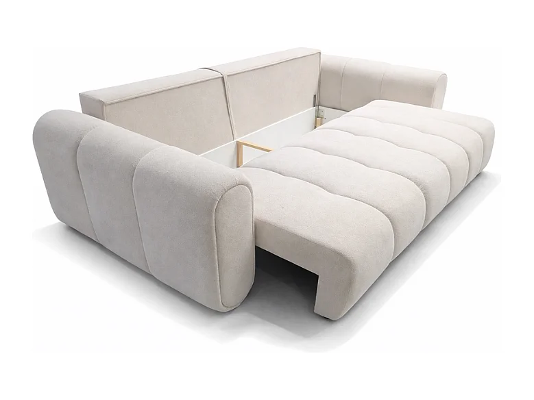 Sofa SOUTH 254 × 103 cm, ausklappbar mit Schlaffunktion, im Stoff GERRA 5 in Weiß