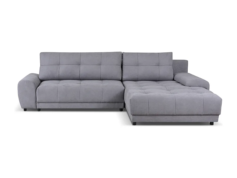 Ecksofa NAMPA 281x189 cm rechts mit Schlaffunktion, bezogen mit grauem Stoff SORO 93