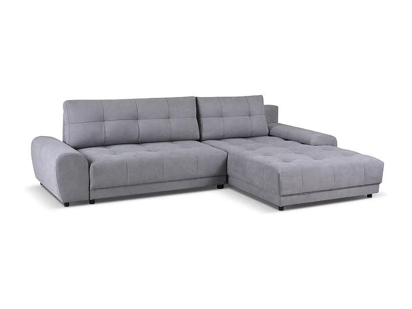 Ecksofa NAMPA 281x189 cm rechts mit Schlaffunktion, bezogen mit grauem Stoff SORO 93