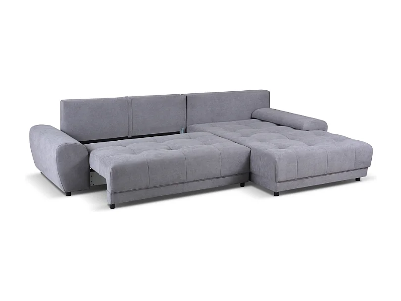 Ecksofa NAMPA 281x189 cm rechts mit Schlaffunktion, bezogen mit grauem Stoff SORO 93