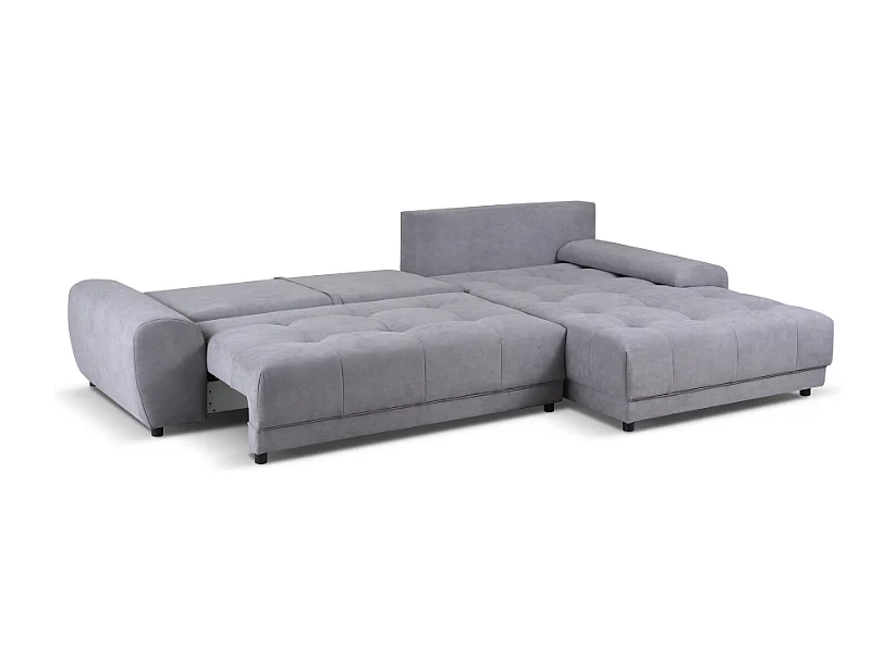 Ecksofa NAMPA 281x189 cm rechts mit Schlaffunktion, bezogen mit grauem Stoff SORO 93