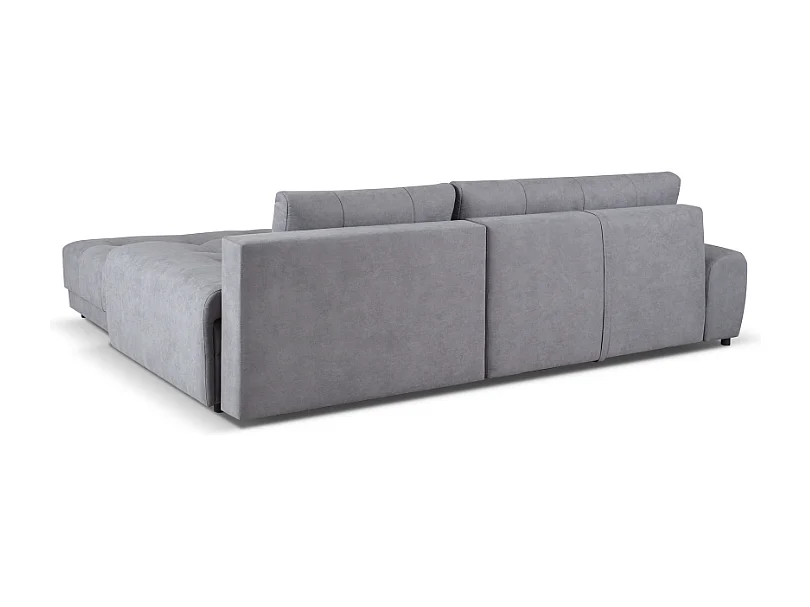 Ecksofa NAMPA 281x189 cm rechts mit Schlaffunktion, bezogen mit grauem Stoff SORO 93