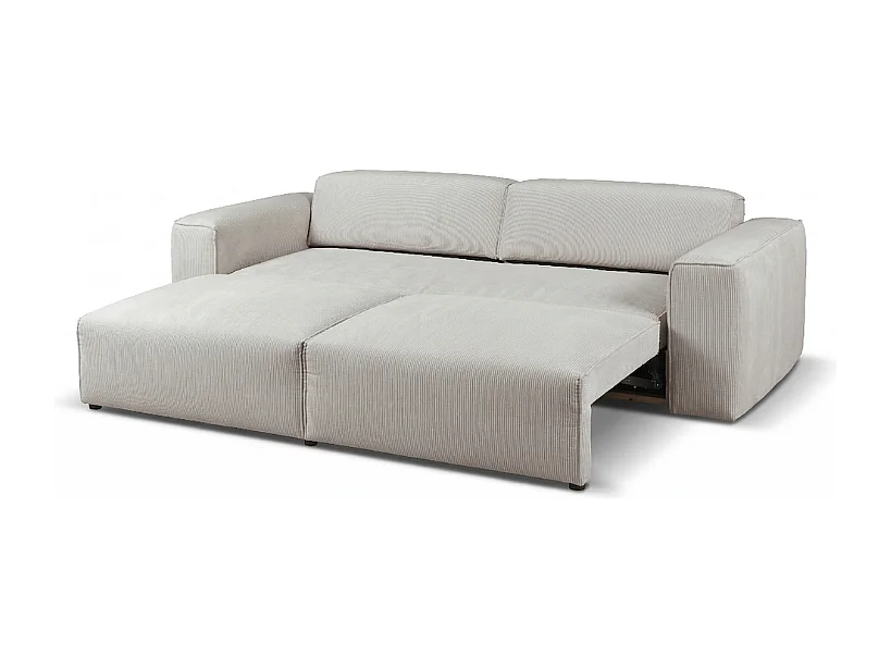 HUNZA – 3-Sitzer-Sofa mit Schlaffunktion 152x202 cm, Stoff Fjord 08 Creme