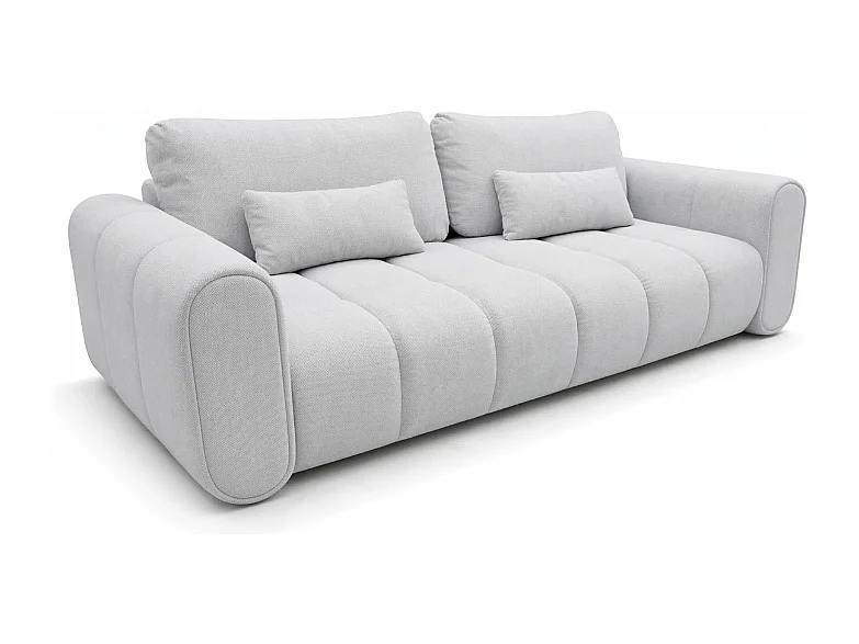 Sofa SOUTH 254 × 103 cm, ausklappbar mit Schlaffunktion, im Stoff GERRA 65 in Hellgrau