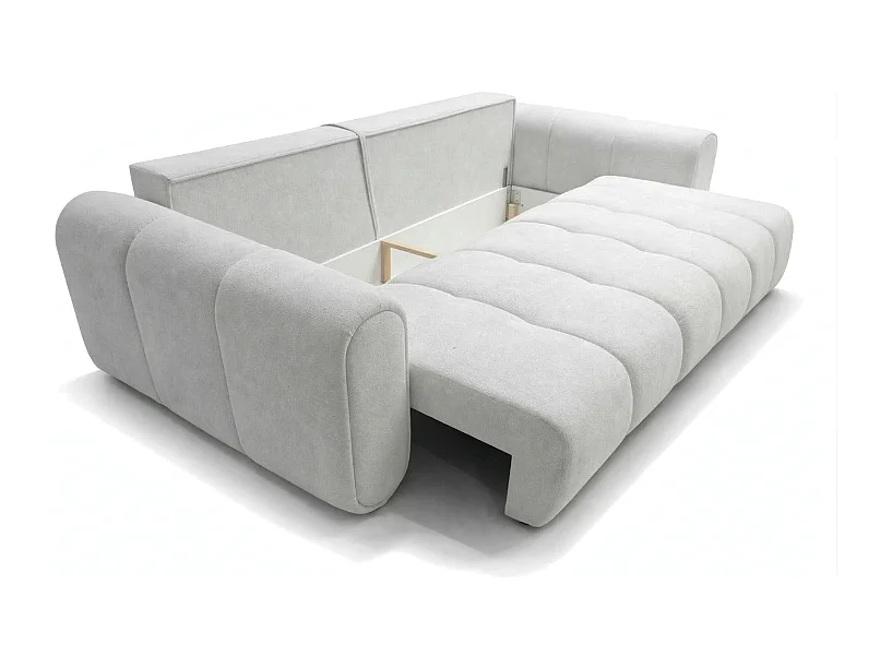 Sofa SOUTH 254 × 103 cm, ausklappbar mit Schlaffunktion, im Stoff GERRA 65 in Hellgrau