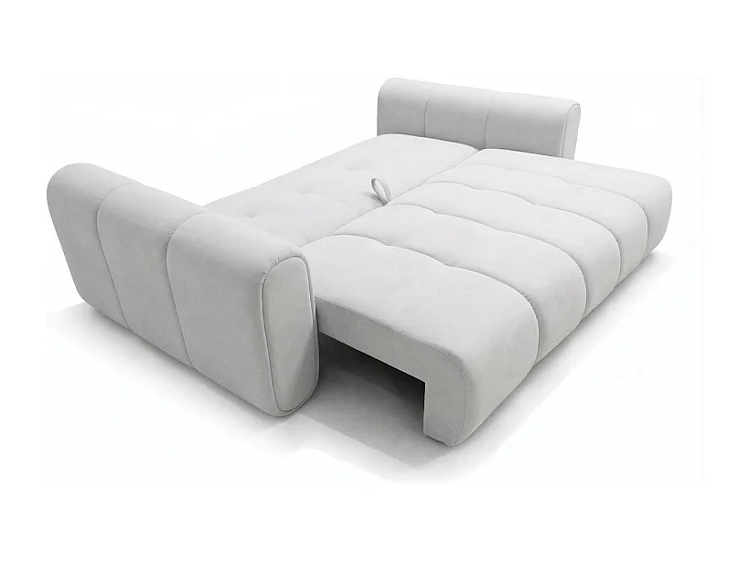 Sofa SOUTH 254 × 103 cm, ausklappbar mit Schlaffunktion, im Stoff GERRA 65 in Hellgrau