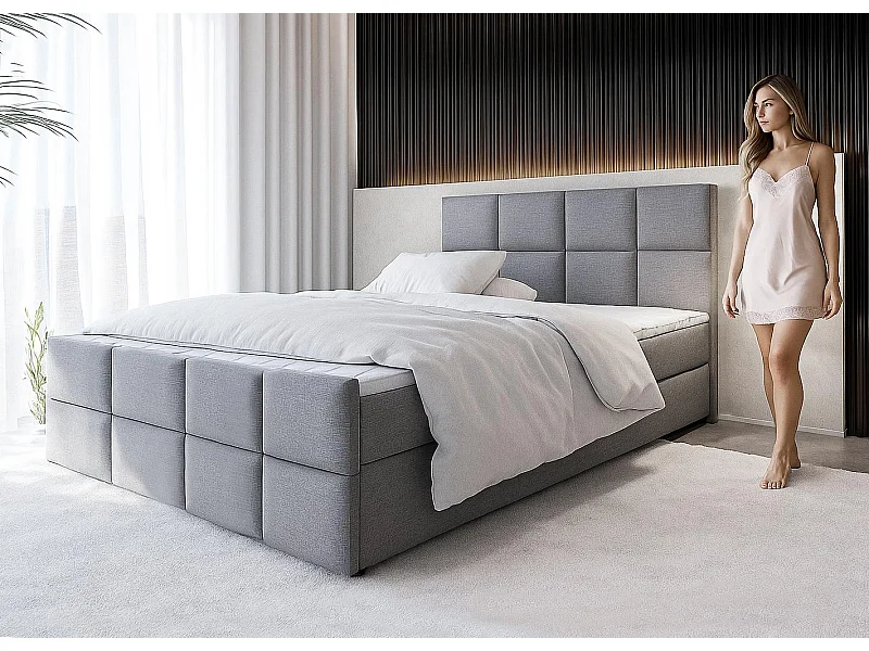 AX LIVING Boxspring met opbergruimte Aleyna 140x200 grijs