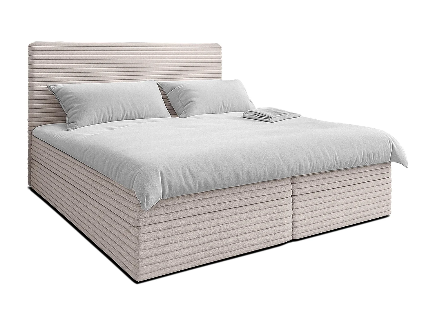 AX LIVING Lit boxspring avec coffre de rangement 140x200 cm - Sevdayla - beige sans surmatelas