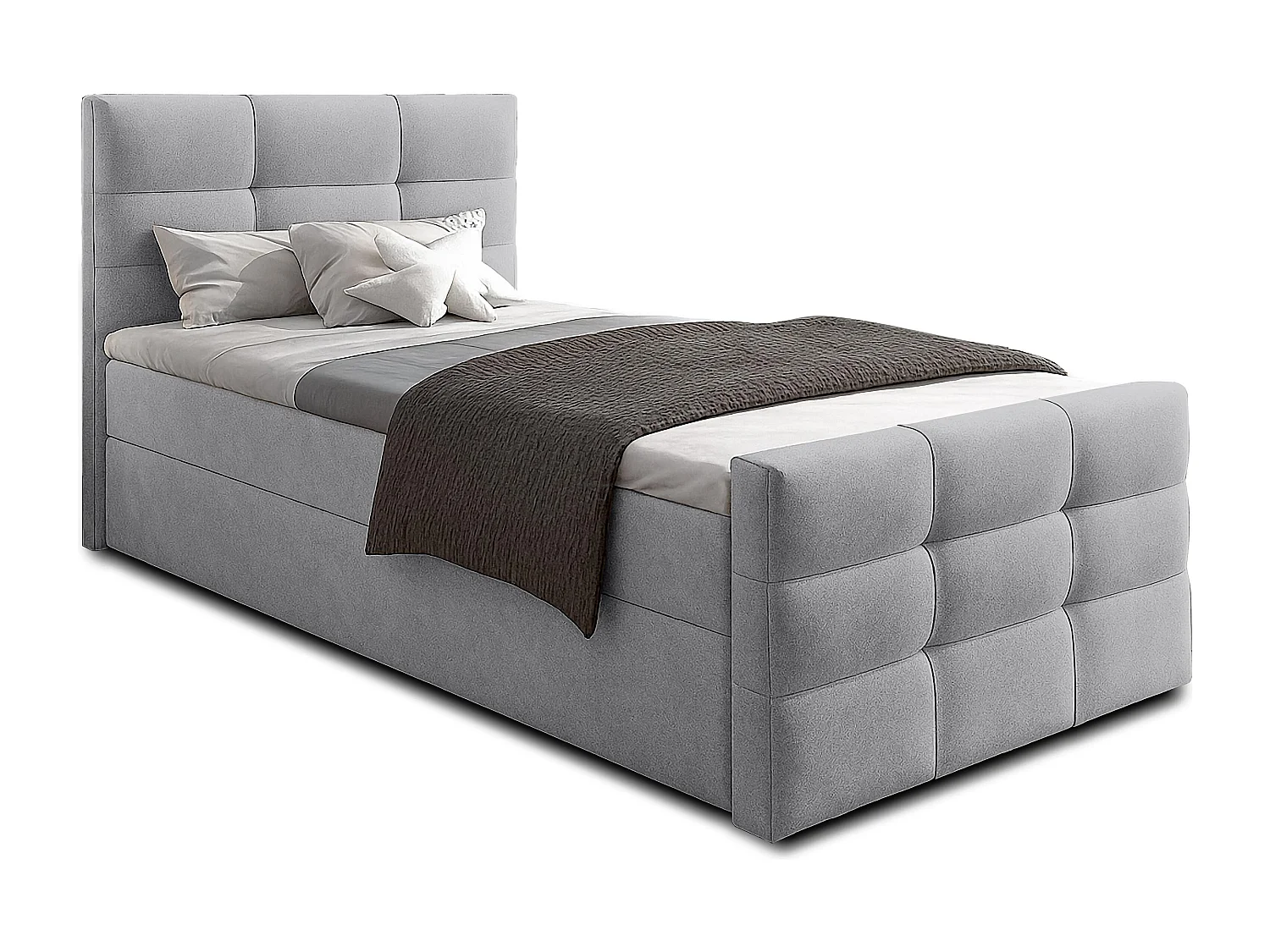 AX LIVING Bett mit Bettkasten 120x200 cm Argentaro graues Boxspringbett