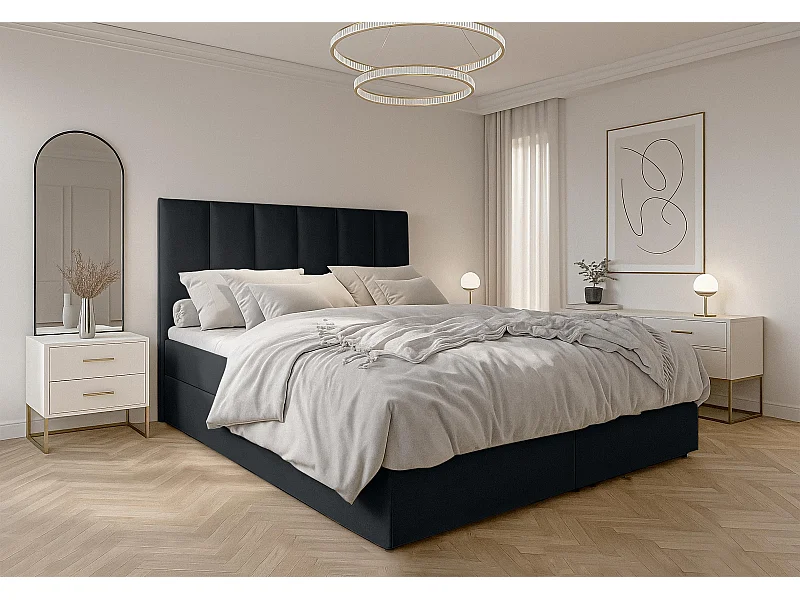 AX LIVING Boxspring met opbergruimte Merea 140x200 zwart