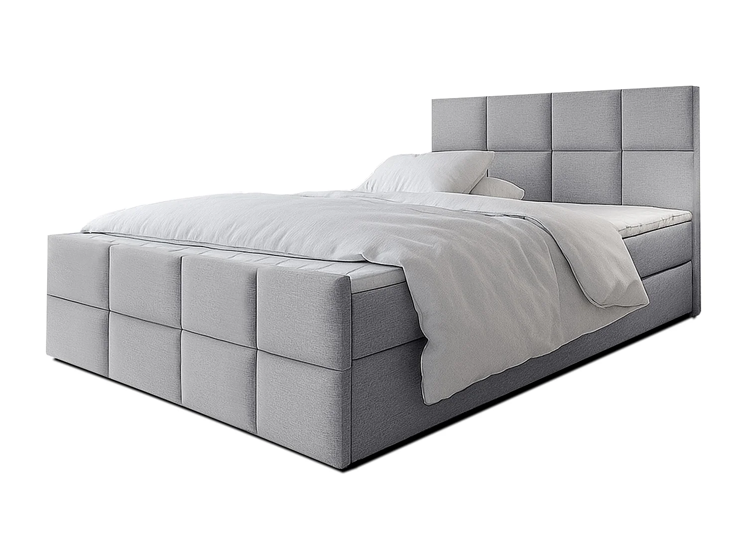 AX LIVING Boxspringbett Grau Aleyna Bett 180 x 200 mit Bettkasten