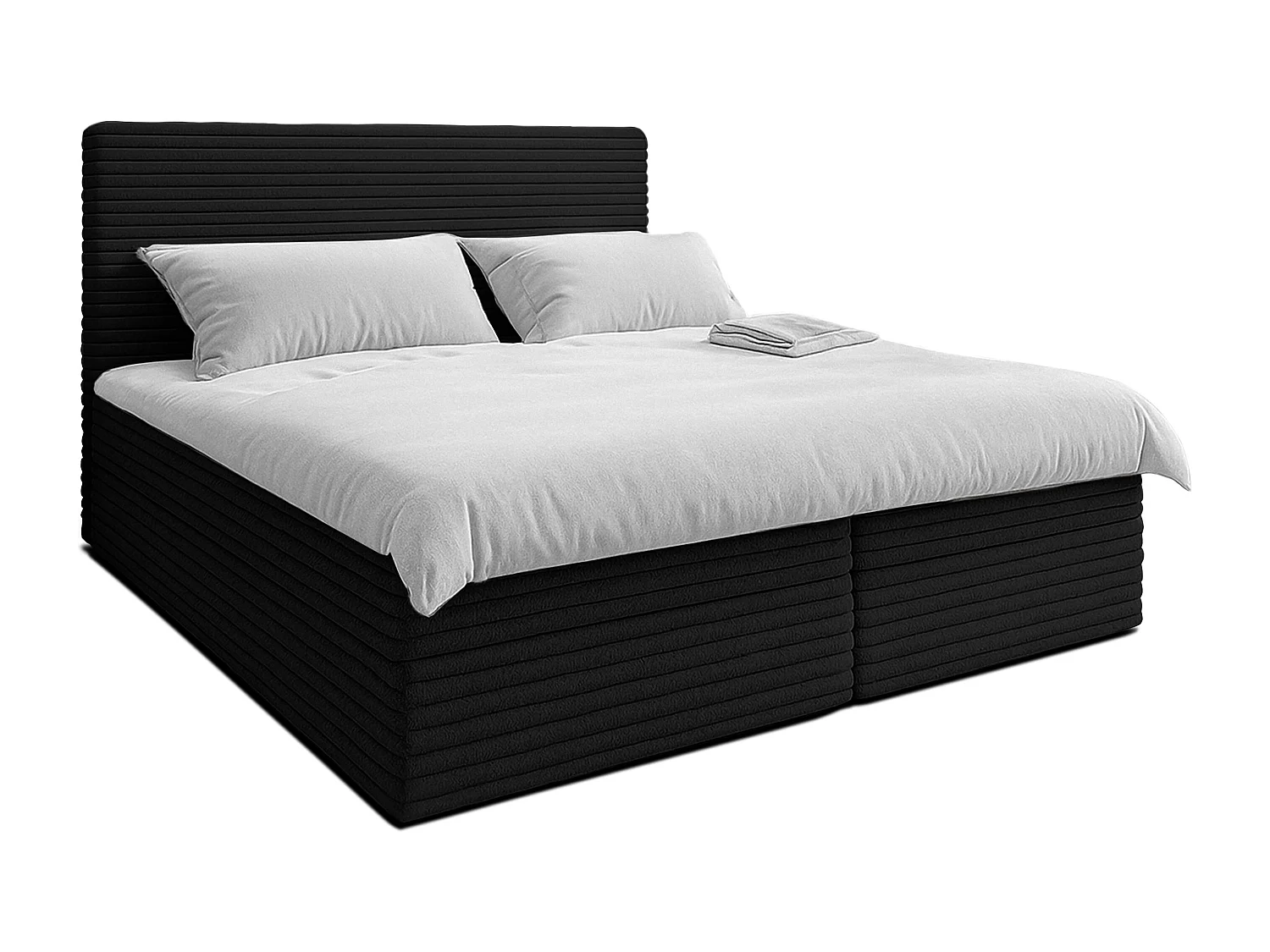 AX LIVING Lit boxspring avec coffre de rangement 140x200 cm - Sevdayla - noir sans surmatelas