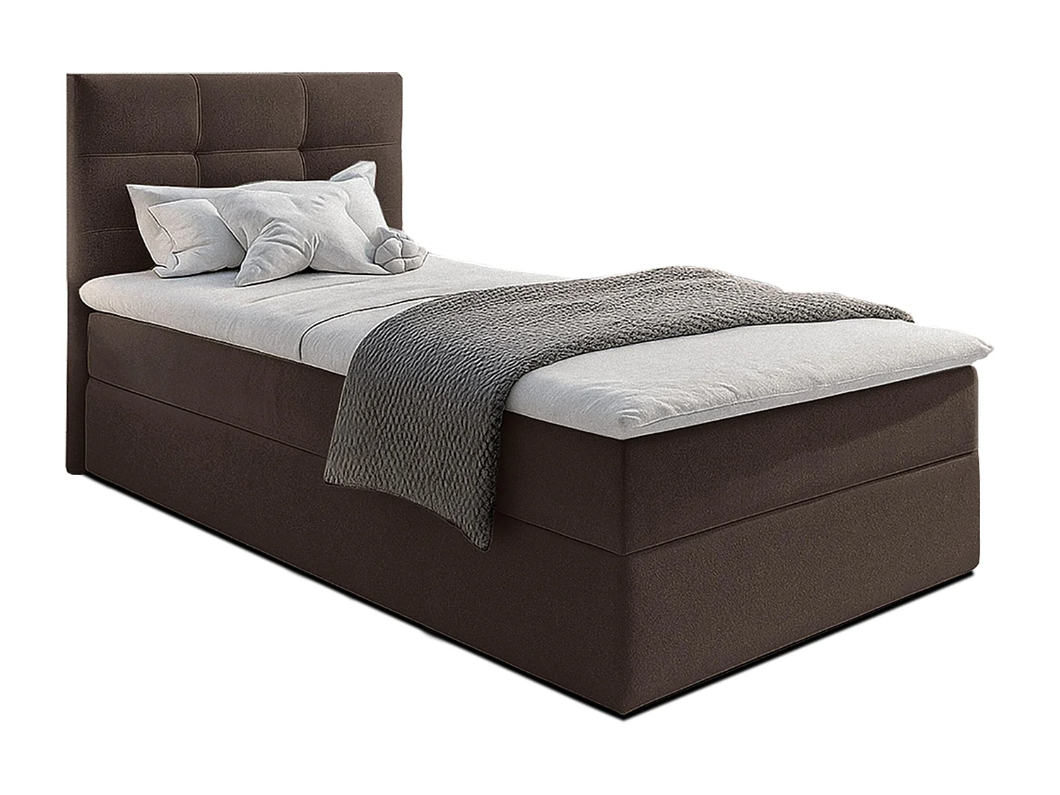 AX LIVING Lit boxspring avec coffre de rangement 80x200 cm - Geceteni - marron sans surmatelas