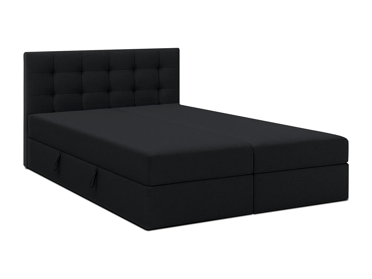 AX LIVING Lit boxspring avec coffre de rangement 140x200 cm - Belinai - noir sans surmatelas